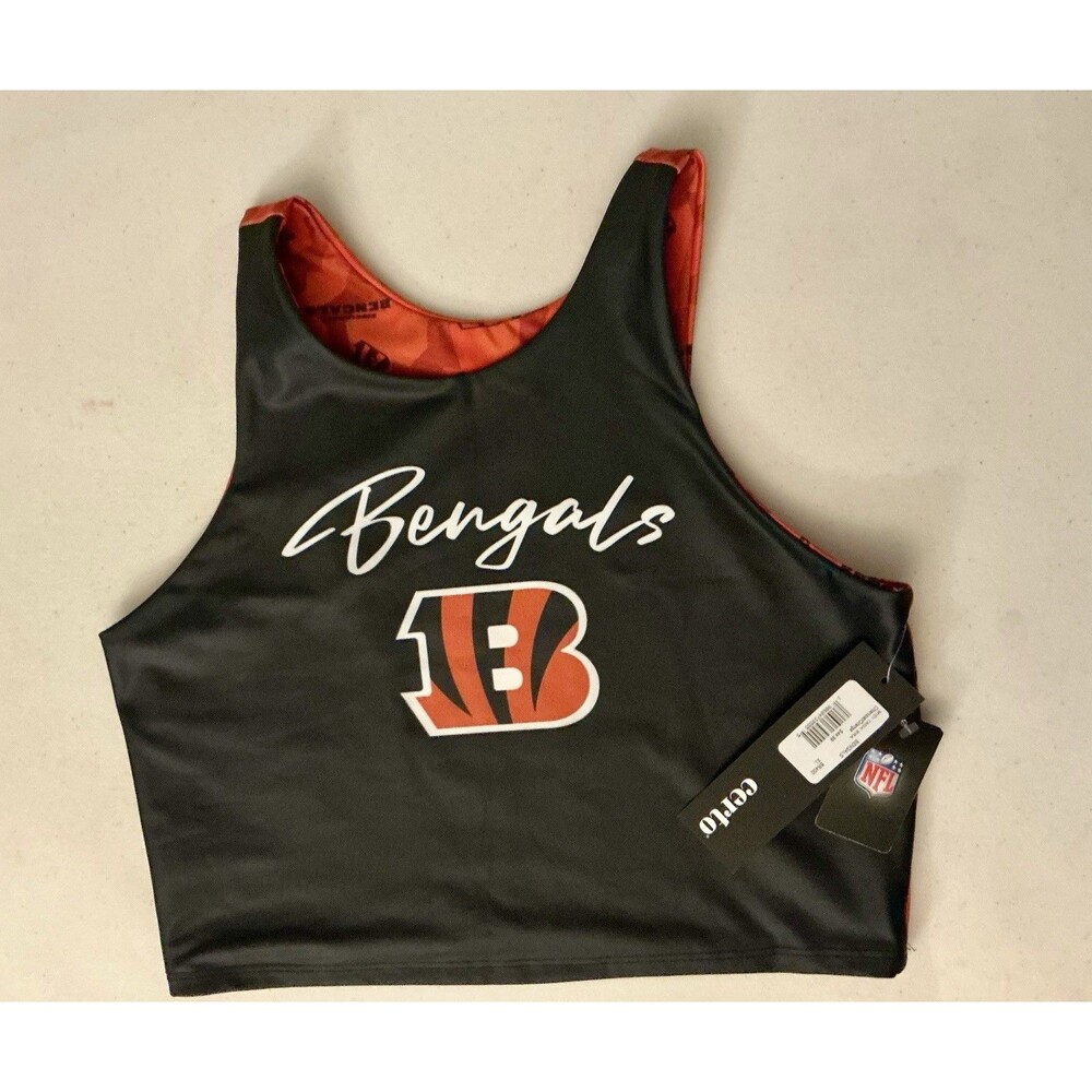 Cincinnati Bengals Women’s XL Midi Tank Bra NWT NFL Black Orange Certo